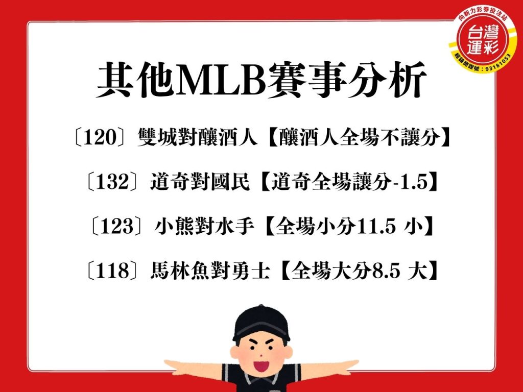 溜馬雷霆G7 MLB賽事分析 雙城釀酒人