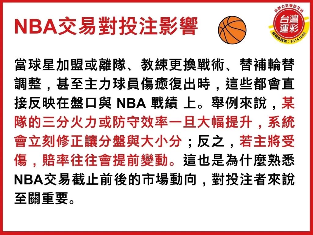 NBA交易 NBA運彩分析 NBA賠率分析 NBA戰績 nba交易截止
