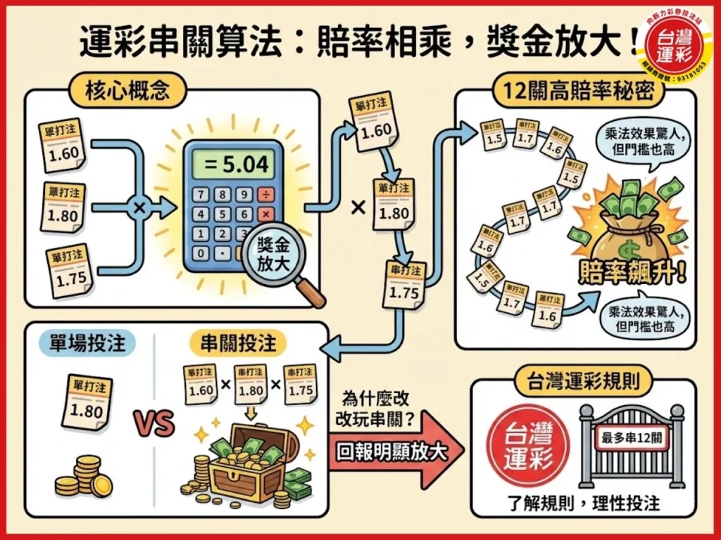 運彩串關算法 運彩串關 運彩串12關 最多串幾關 台灣運彩可以串幾關 運彩過關規則